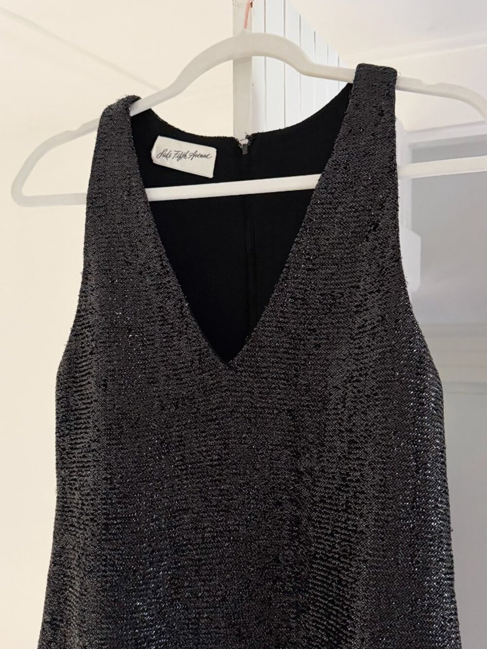 Saks Fifth Avenue Vintage 60s Metallic Tinsel Top Size 7 Black - Picture 7 of 9